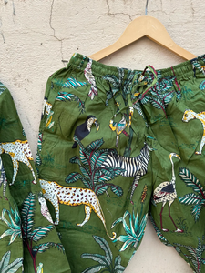 Nouvel ensemble de pyjama en coton décontracté à la mode vêtements de plage en coton indien deux pièces avec tissu en velours côtelé à motif animal - Product Image 5