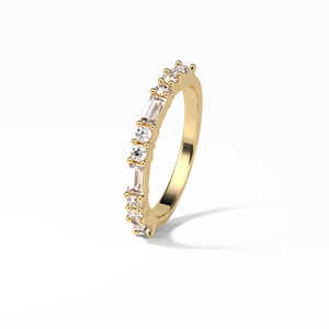 0,64 Ct Baguette Incoloro Moissanite 14K Oro blanco Full Eternity Wedding Band Juego de novia a juego para compromiso - Product Image 5