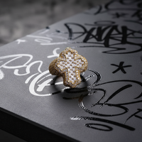 Bague Croisée Iced Out Hip Hop en Or Véritable 9K 10K 14K 18K 22K avec Diamants de Laboratoire VVS Couleur DEF de 6 Carats IGI, Cluster et Baguette