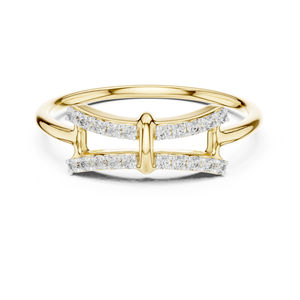 Bague pendante en or jaune 14 carats avec diamant rond de laboratoire pour femme |   Vêtements de mariée |   Nouveau diamant cultivé - Product Image 2