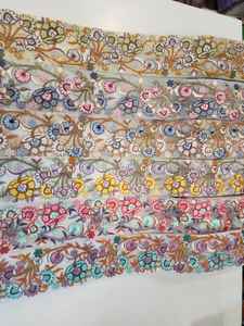 Tissu de dentelle de luxe vert citron avec paillettes pour robe de femme Toub perlé Durable pour la vente en gros pour les décorations liturgiques Soudan - Product Image 2