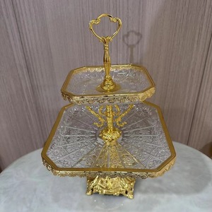 Plateau de fruits moderne et attrayant en cristal et plaqué or pour la décoration de mariage ou de fête d'hôtel à la maison - Product Image 5