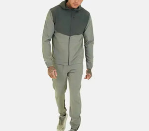 Nouveauté 2025 100% survêtement en nylon zippé en polyester imprimé patchwork ensemble veste et pantalon coupe-vent pour hommes - Product Image 1