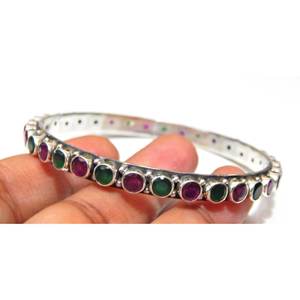 Brazalete de Plata de Ley 925 Hecho a Mano con Piedras Preciosas Clásicas, Talla de Rubí 2-5, Regalo Perfecto para Brazaletes de Cristal - Product Image 5