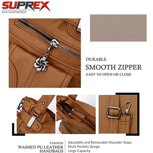 SUPREX ENTERPRISES Purses Handbags for Women Large Hobo Shoulder <b>Bags</b> <b>Soft</b> PU <b>Leather</b> Multi-Pocket Tote <b>Bag</b> Hand-painted - Product Image 6