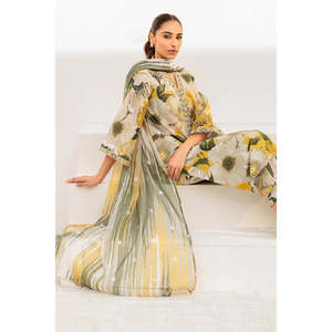Ensemble de costume imprimé Karandi 3 pièces pour femmes BAROUQE avec dupatta et pantalon-BIC-2573 - Product Image 2