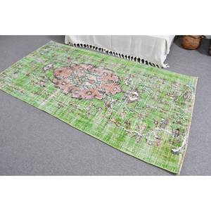 พรมตุรกีโบราณ4.1 x 8.1ft คลาสสิกพื้นที่ขนาดใหญ่ขนแกะสีเขียวมีดีไซน์เย็บปะติดปะต่อกันด้านหลังของยางสำหรับห้องโถงห้องรุ่นใหม่ - Product Image 4