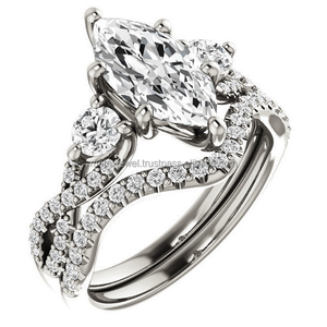<b>Infinity</b> Shank Moissanite Round Cut Diamond Wedding Intertwining Split Twisted Shank Ring for Women - Product Image 1