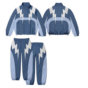 2025 Top vente hommes deux pièces Vintage coupe-vent survêtement grande taille surdimensionné fermeture éclair coupe-vent survêtement pour hommes - Product Image 3