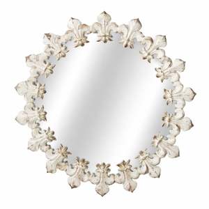 Vintage <b>White</b> <b>Ornate</b> Wall <b>Mirror</b> with Handcrafted Floral Frame Antique Finish Elegant Accent for Luxury Home Decor - Product Image 1