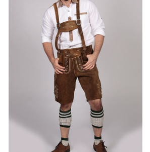 Authentique style bavarois traditionnel Trachten Short Lederhosen pour homme Produit en cuir véritable marron - Product Image 1