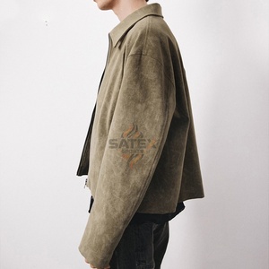 Wholesale High Quality 100% Genuine Leather Stand Embroidery Front Vintage Zipper Stylish New Design Men's Outdoor Soft <b>Jacket</b> - Product Image 3