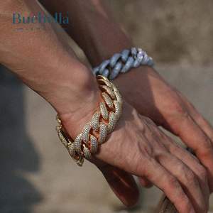 Hip Hop 14mm Iced Cuban Link <b>Bracelet</b> For Men 925 <b>Silver</b> Paved Cuban <b>Bracelet</b> For Men - Product Image 3