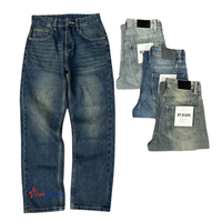 Celana Harem Denim Pria Trendy Polos Berkualitas Tinggi, Dapat Dipesan Sesuai Keinginan, Dicuci, Pinggang Sedang, Kasual Formal, ODM, Bahan Katun/Spandex Berat Sedang, Vietnam