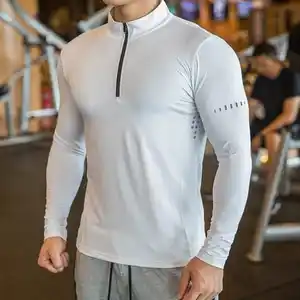 Body tuta da fitness a maniche lunghe da uomo elasticizzata da corsa speed dry zip up collar tuta da allenamento uniforme da allenamento personale