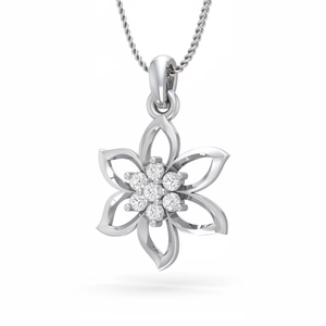 จี้รูปดอกไม้ดีไซน์แปลกตา ทำจากทอง 14K และเพชรแท้ สำหรับผู้หญิง - Product Image 1