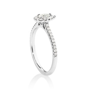 0.50 TCW poire coupe Halo anneau laboratoire bague en diamant 14K 10K jaune blanc or Rose laboratoire grandir bague en diamant pour les femmes cadeau ou fiançailles - Product Image 4