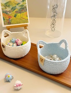 Two Piece <b>Small</b> Kids Storage <b>Baskets</b> Adorable Handmade Organizer for Toys Room Decor and Tabletop Display Wholesale From India - Product Image 3