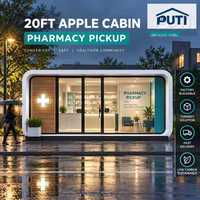 Bureau modulaire Apple Cabin de 20 pieds avec vitrage panoramique, aménagement de travail flexible et matériaux durables pour parcs d'entreprises