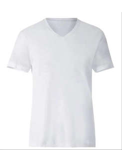 Camiseta con cuello en V para hombre, camiseta de manga corta lisa de Color sólido Unisex de algodón pesado liso en blanco, Camiseta con cuello en V para hombre 2025 - Product Image 2