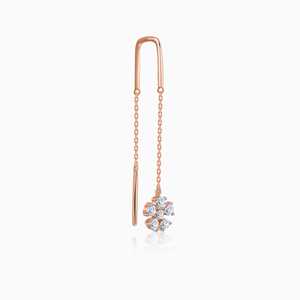 Boucles d'oreilles pendantes en argent 925 plaqué or rose, motif floral Sui Dhaga, accessoire de mode - Product Image 2