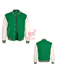 เสื้อแจ็คเก็ตวาร์ซิตี้แบบยูนิเซ็กส์ ผ้าขนสัตว์ กันลม ระบายอากาศได้ดี คอวี ปักลายเชนีลที่แขนเสื้อ เสื้อแจ็คเก็ตฤดูหนาว ผลิตในปากีสถาน - Product Image 2