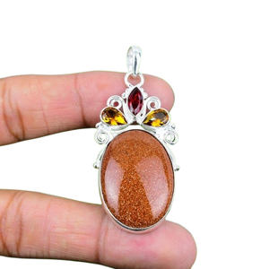 Joyería de Piedra Solar para Mujer, Colgante de Plata Estilo Boho, Plata de Ley 925, Colgante Hecho a Mano de Moda, Regalo para Mamá - Product Image 1