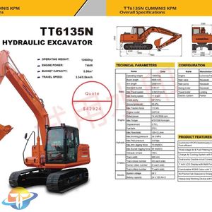 Excavadora Mediana TT6135N para Construcción con Motor Cummins HPCR de Control Electrónico, Cabina Confortable y Cucharón para - Product Image 1