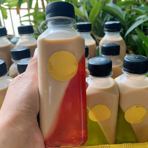 Botellas cuadradas de plástico PET personalizadas de 250ml PET grueso con tapas para té de la leche jugo agua soda embalaje logotipo personalizado Color - Product Image 1