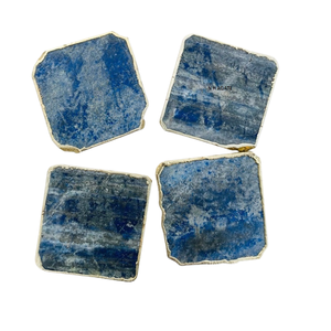 Posavasos de ágata de cristal lapislázuli CON ADORNO dorado, posavasos de ágata Natural, lapislázuli, rebanada de ágata - Product Image 4