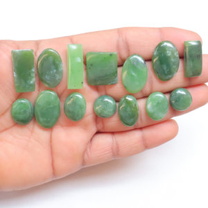 Lote de 14 piezas, cabujón de Jade de nefrita excelente, piedra suelta de aspecto impresionante de nefrita Natural para hacer joyas, piedra de Jade Wow de nefrita - Product Image 2