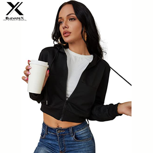 Sudadera de Punto Casual para Mujer con Cuello Alto y Cierre de Cremallera, Manga Corta, Impermeable, Ecológica, Mezcla de Poliéster/Algodón - Product Image 5