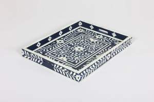 ถาดเสิร์ฟฝังกระดูก MOP ไม้ธรรมชาติลายดอกไม้ทํามือคุณภาพสูงสําหรับโรงแรมร้านอาหารในบ้านจากอินเดีย - Product Image 5