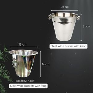 Customized Logos Wholesale Stainless Steel <b>Beverage</b> <b>Tubs</b> for <b>Bucket</b> Round with Ring 4.8qt Capacity Wine Beer <b>Ice</b> <b>Buckets</b> - Product Image 3