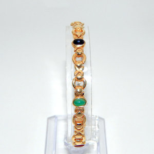 14k oro XO Link bracciale Cabochon onice corniola giada rodiato oro rosa pietre con diamanti perle eleganti Brac - Product Image 2