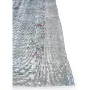 Tapis en laine noué à la main gris et noir vintage, motif floral-abstrait, rectangulaire, pour salon, moquette moelleuse pour la maison, couloir - Pae-1628 - Product Image 4