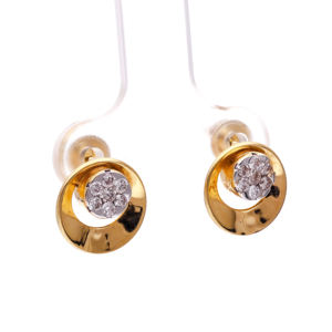 Modernos Pendientes Geométricos Dorados con Circonitas - Joyería de Fiesta para Mujer a la Moda - Product Image 2