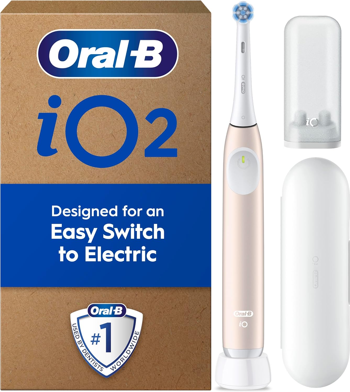 Oral-B iO2 электрическая зубная щетка, 1 головка для ухода за зубной щеткой, 1 дорожный футляр, 1 держатель для путешествий, зубная щетка для взрослых