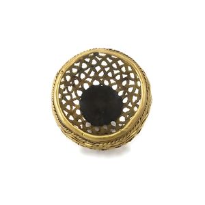 3-Inch Brass Metal Square Golden Card <b>Pen</b> Holder Bulbous Shape Ornate Desk - Product Image 4