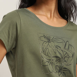 Camiseta para mujer, nueva camiseta transpirable para mujer, Camiseta 100% de algodón informal sólida con cuello redondo, Camiseta estampada de manga corta para mujer - Product Image 3