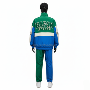 Conjunto de chándal cortavientos para mujer 220GSM tela de poliéster verde azul bloque de Color logotipo personalizado bordado conjunto cortavientos de talla grande - Product Image 2