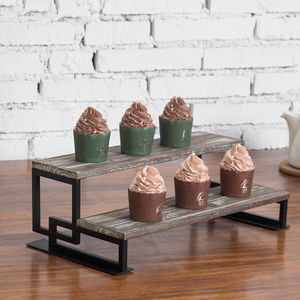 Antique Rustic Wood Cake <b>Cupcake</b> <b>Stand</b> with Metal Frame Best Price for Food Display and Decorative Accessory from India - Product Image 6