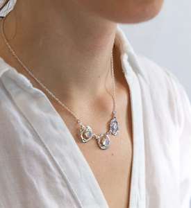 สร้อยคอเงินมูนสโตนทำมือ925เงินสเตอร์ลิงประดับด้วยอัญมณีทรงกลมสง่างามสไตล์น่ารัก - Product Image 3