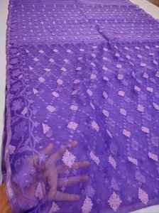 New Arrive Deshi Dhakai <b>Purple</b> Jamdani Sharee Export Quality for Women JAMDANI <b>FABRIC</b> RED GREEN Golden Sky Blue From Bangladesh - Product Image 3