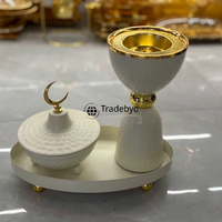 Brûleur à Bakhoor décoratif en métal de qualité supérieure, fait main par Tradebyd, style arabe, porte-encens pour la méditation et le spa