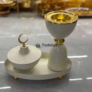 Tradebyd Brûleur décoratif en métal Bakhoor Porte-encens de style arabe pour la méditation et le spa - Product Image 1