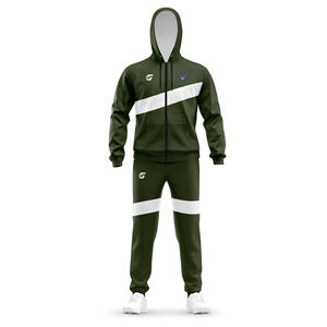Ensemble de survêtements de sport personnalisés avec fermeture éclair, sweat à capuche et pantalon, tenue d'entraînement de gym pour hommes, OEM - Product Image 1