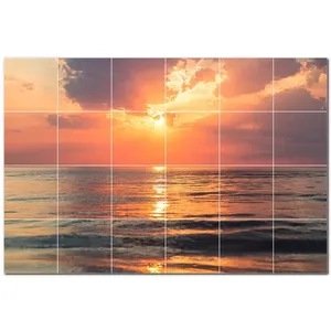 Sunset Ceramic Tile Wall Mural PT500997 72 "W X 48" H Juego de 24 12x12 Azulejos - Product Image 1