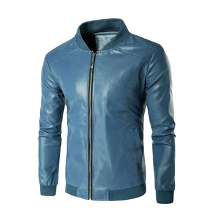Veste en simili cuir classique pour homme, col montant zippé, style streetwear - Product Image 4