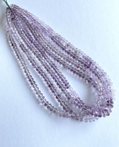 ลูกปัดอเมทิสต์สีชมพูเรียบ I 16 นิ้ว ลูกปัดอเมทิสต์สีชมพูธรรมชาติทรงรอนเดล สำหรับทำเครื่องประดับอัญมณ์ - Product Image 4